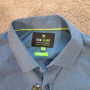 Tom Baine Performance Dress Shirt Small 14-14.5 Slim Fit Comfort Stretch